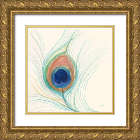 Peacock Feather II Gold Ornate Wood Framed Art Print with Double Matting by Thomas, Miranda
