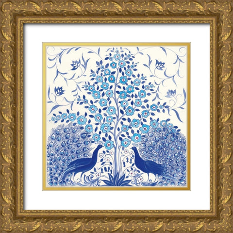 Peacock Garden VIII Gold Ornate Wood Framed Art Print with Double Matting by Thomas, Miranda