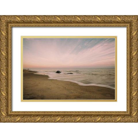 Beach Rays Gold Ornate Wood Framed Art Print with Double Matting by Aledanda