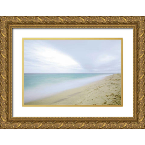 Early Morning Beach Gold Ornate Wood Framed Art Print with Double Matting by Aledanda