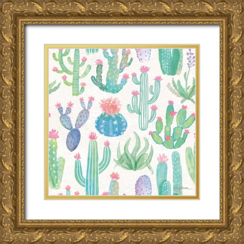 Bohemian Cactus Step 01A Gold Ornate Wood Framed Art Print with Double Matting by Urban, Mary