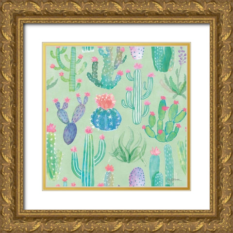 Bohemian Cactus Step 01C Gold Ornate Wood Framed Art Print with Double Matting by Urban, Mary