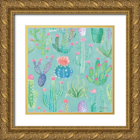 Bohemian Cactus Step 01E Gold Ornate Wood Framed Art Print with Double Matting by Urban, Mary