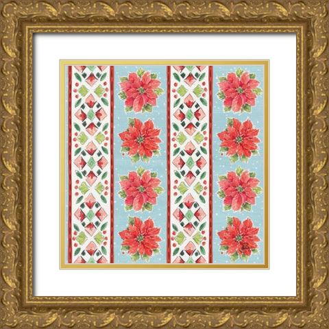 Country Poinsettias Step 06B Gold Ornate Wood Framed Art Print with Double Matting by Brissonnet, Daphne
