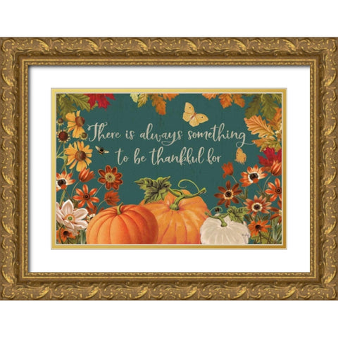 Fall Garden I Teal Gold Ornate Wood Framed Art Print with Double Matting by Pertiet, Katie