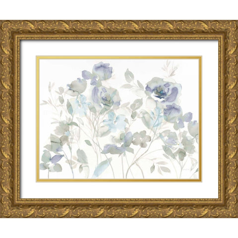 Cool Roses Shadows Gold Ornate Wood Framed Art Print with Double Matting by Nai, Danhui