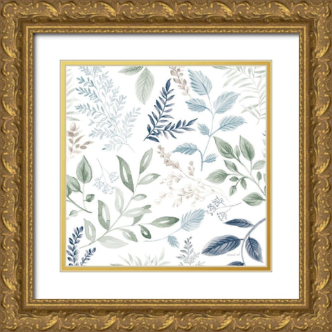 Sketchbook Garden Pattern III Cool Gold Ornate Wood Framed Art Print with Double Matting by Nai, Danhui