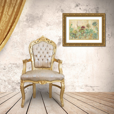Succulent Garden Gold Ornate Wood Framed Art Print with Double Matting by Vassileva, Silvia
