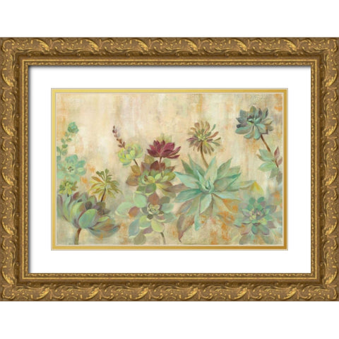 Succulent Garden Gold Ornate Wood Framed Art Print with Double Matting by Vassileva, Silvia