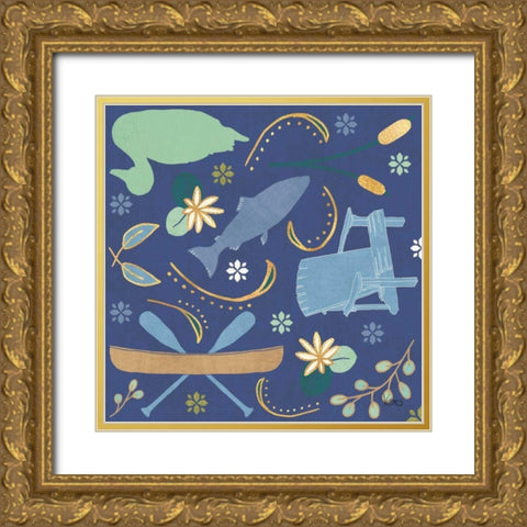 Otomi Lake Step 01B Gold Ornate Wood Framed Art Print with Double Matting by Charron, Veronique