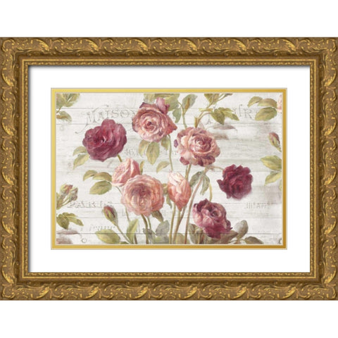 French Roses I Gold Ornate Wood Framed Art Print with Double Matting by Nai, Danhui