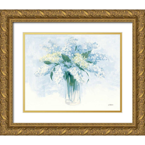 Contemporary Lilac Blue Gold Ornate Wood Framed Art Print with Double Matting by Rowan, Carol