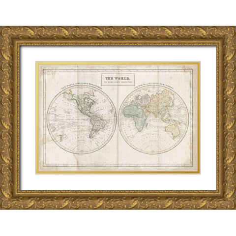 Old World Eastern Western Linen Gold Ornate Wood Framed Art Print with Double Matting by Wild Apple Portfolio