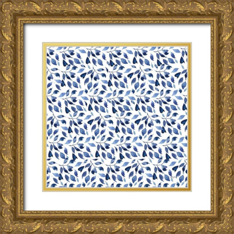 Delft Delight Pattern III Gold Ornate Wood Framed Art Print with Double Matting by Rice, Kristy