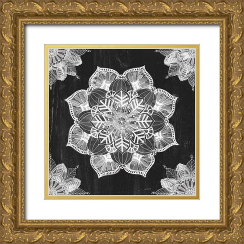 Mandala Morning V BW Gold Ornate Wood Framed Art Print with Double Matting by Tavoletti, Anne