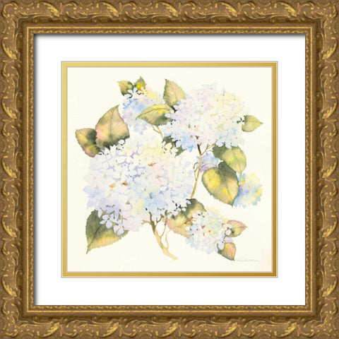 Hydrangeas Gold Ornate Wood Framed Art Print with Double Matting by McKenna, Kathleen Parr