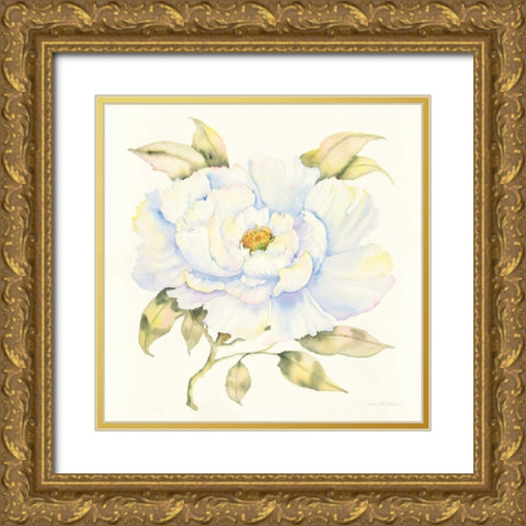 Peony Gold Ornate Wood Framed Art Print with Double Matting by McKenna, Kathleen Parr