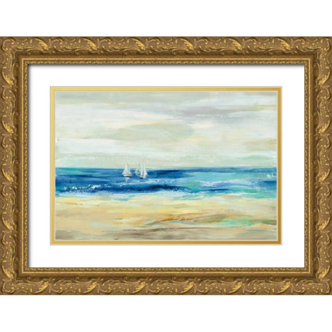 Sand and Sea Gold Ornate Wood Framed Art Print with Double Matting by Vassileva, Silvia