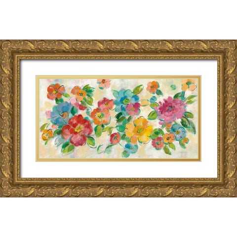 Playful Floral Trio I Gold Ornate Wood Framed Art Print with Double Matting by Vassileva, Silvia