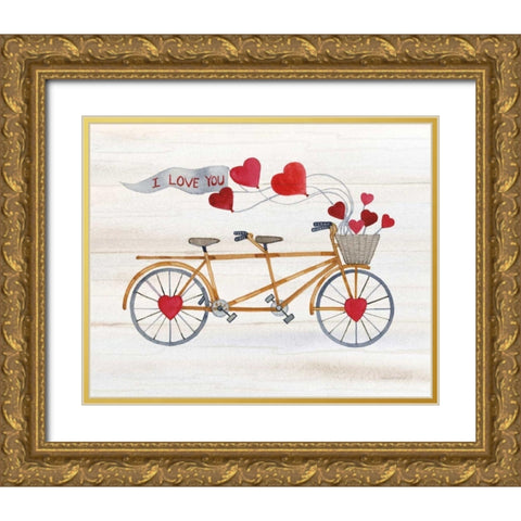 Rustic Valentine Bicycle Gold Ornate Wood Framed Art Print with Double Matting by McKenna, Kathleen Parr