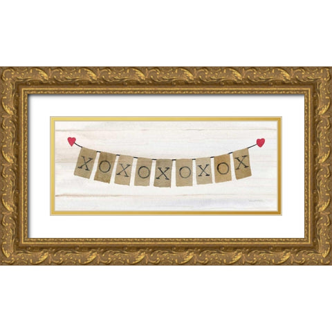 Rustic Valentine Banner I Gold Ornate Wood Framed Art Print with Double Matting by McKenna, Kathleen Parr