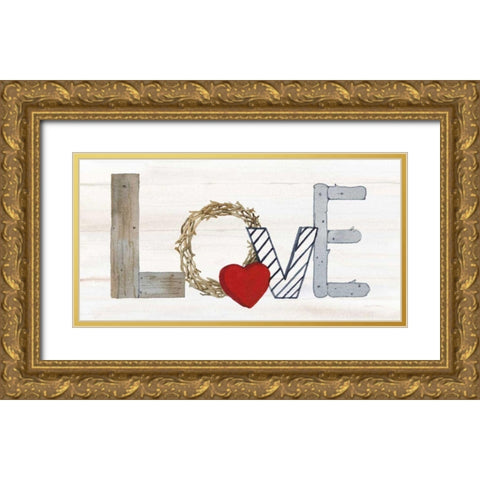 Rustic Valentine Love Gold Ornate Wood Framed Art Print with Double Matting by McKenna, Kathleen Parr