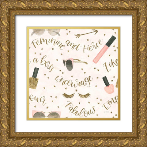 Boss Ladies Pattern VIII Gold Ornate Wood Framed Art Print with Double Matting by Jackson, Jenaya
