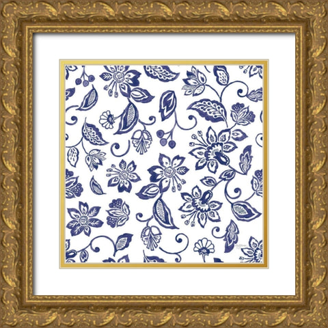 Everyday Chinoiserie Pattern VB Gold Ornate Wood Framed Art Print with Double Matting by Urban, Mary