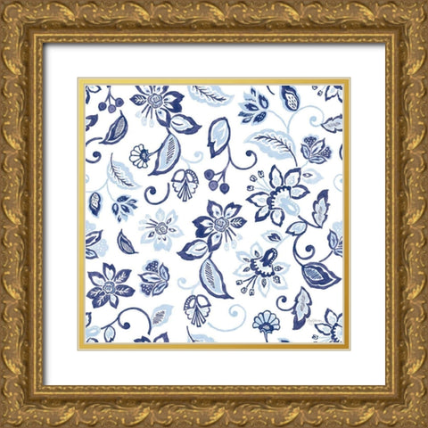 Everyday Chinoiserie Pattern VC Gold Ornate Wood Framed Art Print with Double Matting by Urban, Mary