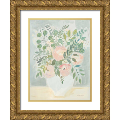 Blushing Bouquet Gold Ornate Wood Framed Art Print with Double Matting by Zaman, Farida