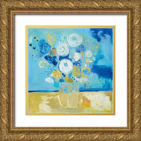 Lots of Flowers Gold Ornate Wood Framed Art Print with Double Matting by Zaman, Farida