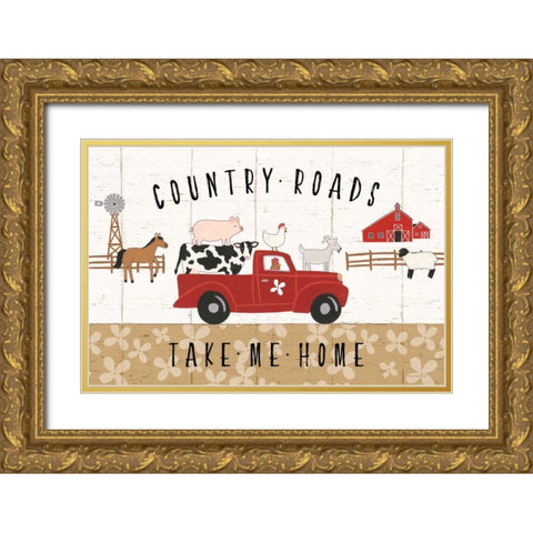 Country Roads I Gold Ornate Wood Framed Art Print with Double Matting by Marshall, Laura