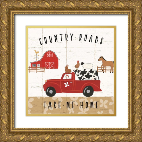 Country Roads III Gold Ornate Wood Framed Art Print with Double Matting by Marshall, Laura