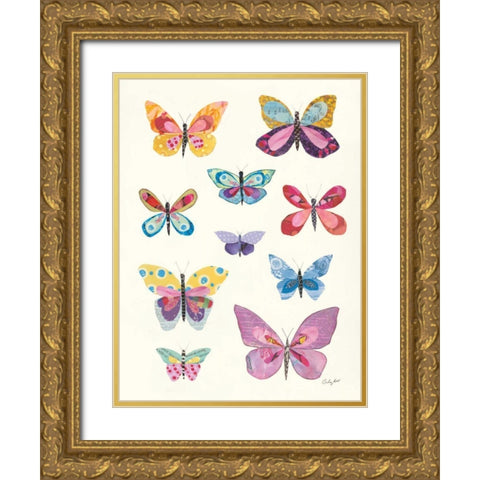 Butterfly Charts II Gold Ornate Wood Framed Art Print with Double Matting by Prahl, Courtney