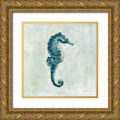 Indigo Sea Life I Gold Ornate Wood Framed Art Print with Double Matting by Vassileva, Silvia