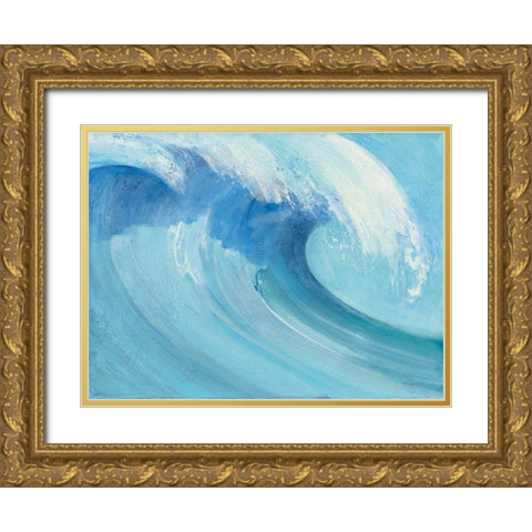Catch a Wave Gold Ornate Wood Framed Art Print with Double Matting by Hristova, Albena
