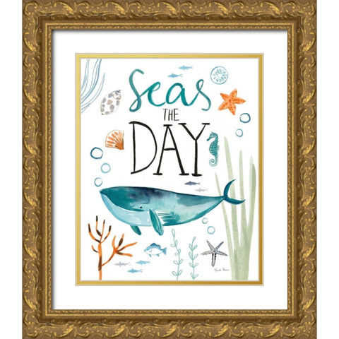 Whale Tale II Gold Ornate Wood Framed Art Print with Double Matting by Zaman, Farida