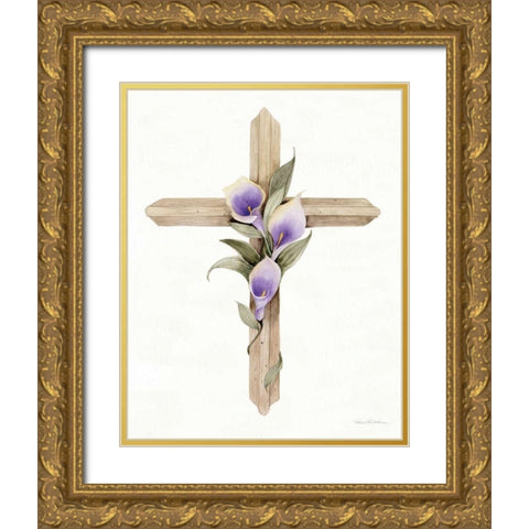 Easter Blessing Cross II Gold Ornate Wood Framed Art Print with Double Matting by McKenna, Kathleen Parr