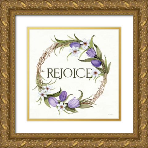 Wreath with Words I Gold Ornate Wood Framed Art Print with Double Matting by McKenna, Kathleen Parr