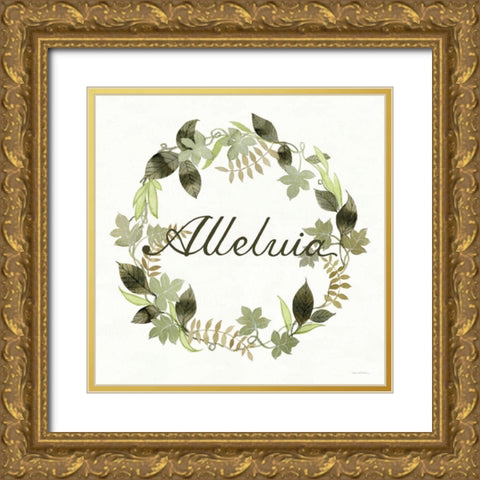 Wreath with Words III Gold Ornate Wood Framed Art Print with Double Matting by McKenna, Kathleen Parr