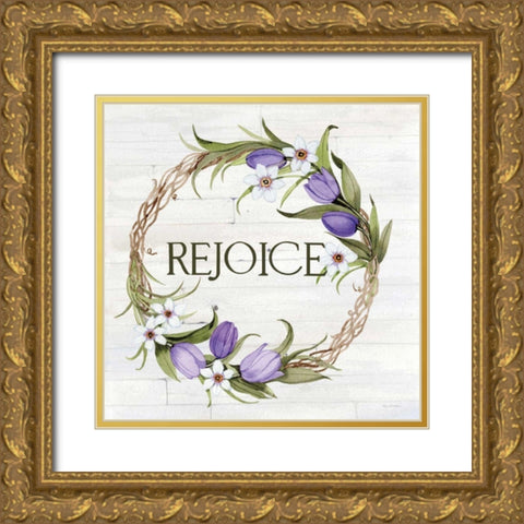 Wreath with Words I v2 Gold Ornate Wood Framed Art Print with Double Matting by McKenna, Kathleen Parr