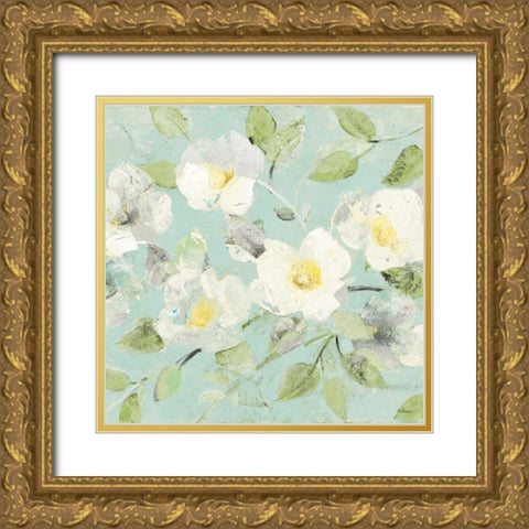 Fading Spring Blue - Bright White Crop Gold Ornate Wood Framed Art Print with Double Matting by Hristova, Albena