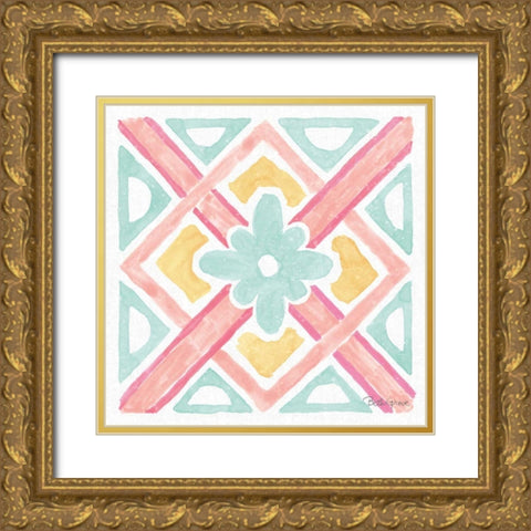Watercolorful IX Turquoise Gold Ornate Wood Framed Art Print with Double Matting by Grove, Beth
