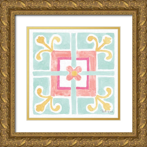 Watercolorful XI Turquoise Gold Ornate Wood Framed Art Print with Double Matting by Grove, Beth