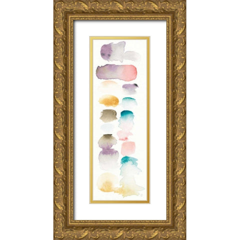 Watercolor Swatch Panel I - Lavender Gold Ornate Wood Framed Art Print with Double Matting by DeNeige, Elyse