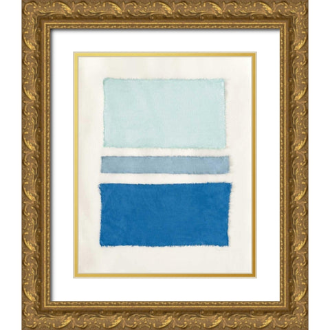 Painted Weaving V Pacific Blue Gold Ornate Wood Framed Art Print with Double Matting by Rhue, Piper