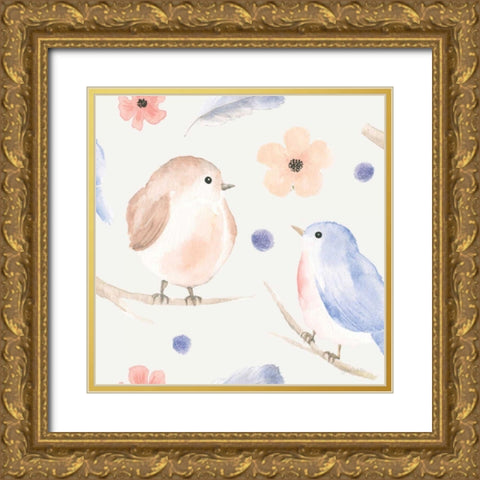 Spring Sentiments Pattern IB Gold Ornate Wood Framed Art Print with Double Matting by Jackson, Jenaya