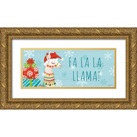 Lovely Llamas Christmas VI Gold Ornate Wood Framed Art Print with Double Matting by Urban, Mary