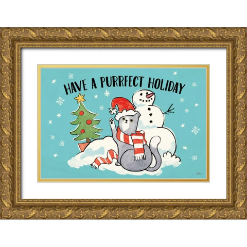 Santa Paws I Gold Ornate Wood Framed Art Print with Double Matting by Penner, Janelle