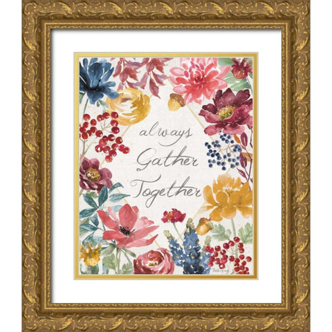 Watercolor Fall VI Gold Ornate Wood Framed Art Print with Double Matting by Grove, Beth